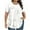 White, variant on Uaswgudfs Women's Plus Size Breathable Blouse Top with Heart Print - Smocked Detail Short Sleeve Shirt for Romantic Casual Looks