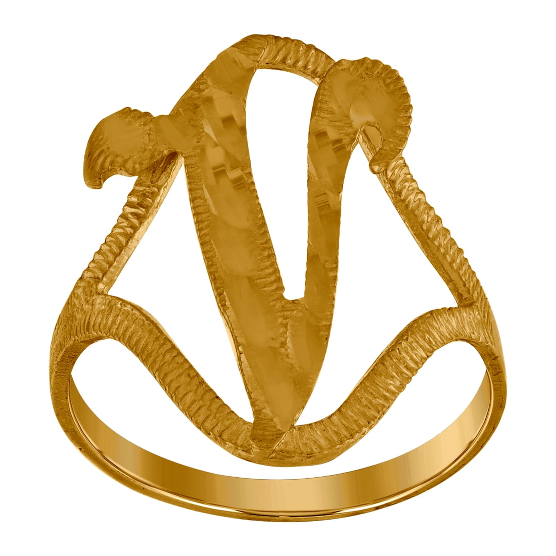 10k Yellow Gold Womens Letter Name Personalized Monogram Initial V Ring 20.5x2.00mm Wide Size 8 Ring for Women