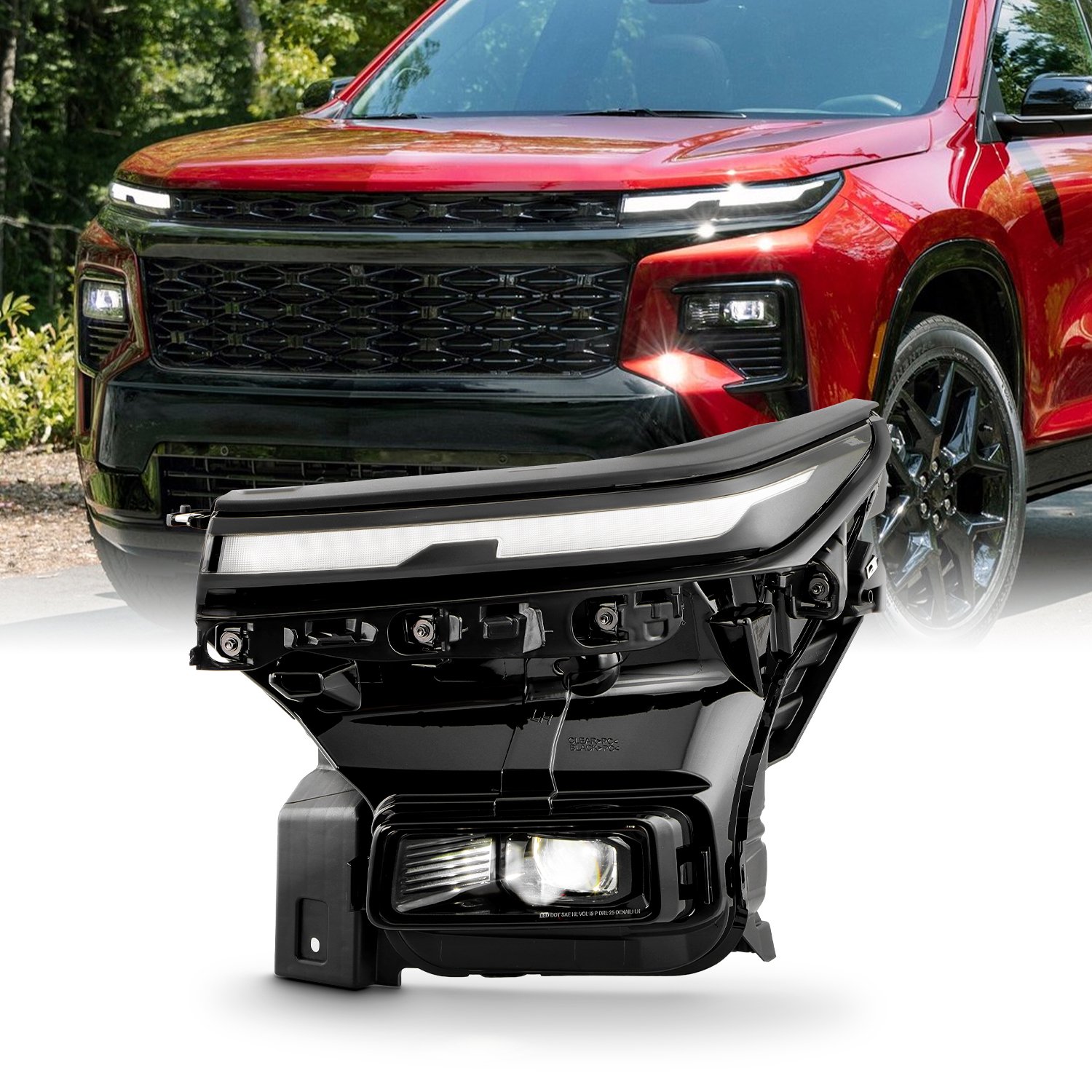 AKKON - Fits 2024-2026 Chevy Traverse High Country/ RS [FULL LED] Projector Black Headlight Driver w/DRL Signal+Animation