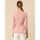 thumbnail image 5 of Allegra K Día de San Patricio Top De Peplum De Punto Jersey Acanalado De Manga Larga Con Cuello En V Para Mujer Rosa L, 5 of 6