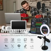 Podcast Equipment Bundle, BAOKALER 48V XLR Large Diaphragm Condenser Microphone with Live Sound Card, Condenser Microphone Bundle for Studio Recording & Broadcasting
