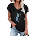 thumbnail image 2 of Blusa informal con estampado de manga corta y cuello en V de verano para mujer con estilo OAVQHLG3B Store  lin121212, 2 of 4