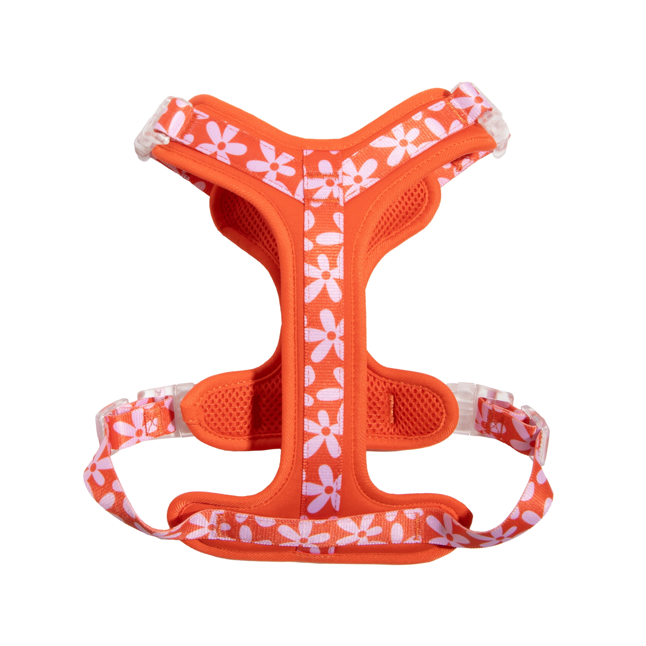 Oodles Wild Blooms Adjustable Mesh Dog Walking Harness, Red, Large