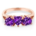 thumbnail image 2 of Gem Stone King 2.40 Ct Heart Shape Purple Amethyst 18K Rose Gold Plated Silver Ring, 2 of 3