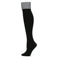 thumbnail image 3 of MeMoi Donegal Cuffed Fleece Knee High Socks - Womens - Female, One Size, Black-Dark Gray, 3 of 7