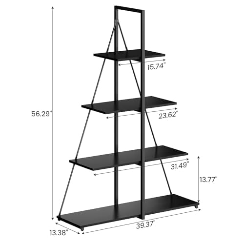 Bookcase, 4-Tier Ladder Bookshelf, A-Shaped Ladder Shelf Display, Ladder Shelf Storage Organizer for Living Room, Home Office
