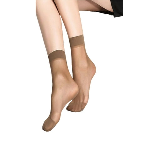 

Pudcoco 10 Pairs Women Nylon Elastic Short Ankle Sheer Stockings Silk Short Socks