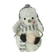 thumbnail image 2 of Northlight 10" Plush Christmas Snowman in Trapper Hat Holding Lighted Snowball, 2 of 2