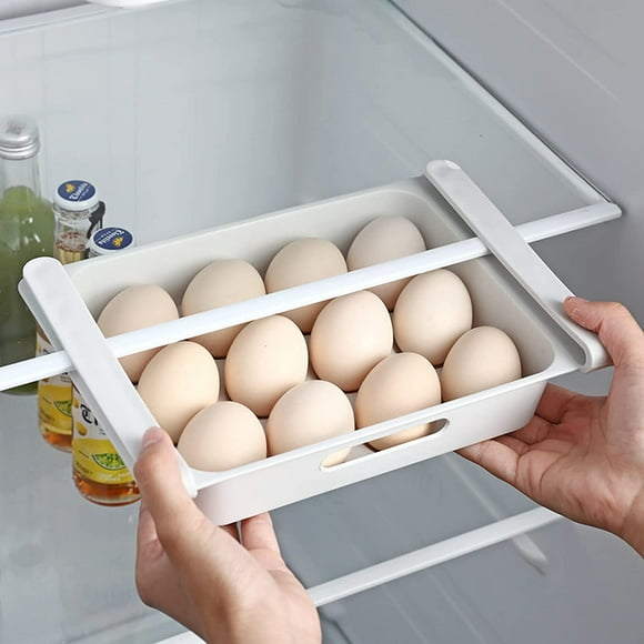 Space Saving Fridge Storage Box Fridge Drawer Storage Bins Adjustable Drawer Fridge Storage Box for Eggs, Snacks, Fruits, Food Grading