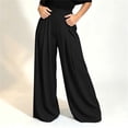 thumbnail image 2 of XuJwPNcy Women Palazzo Pants Wide Leg Baggy Flowy Pants Comfort Soft Pleated Front Vacation Trousers(Black,X-Large), 2 of 6
