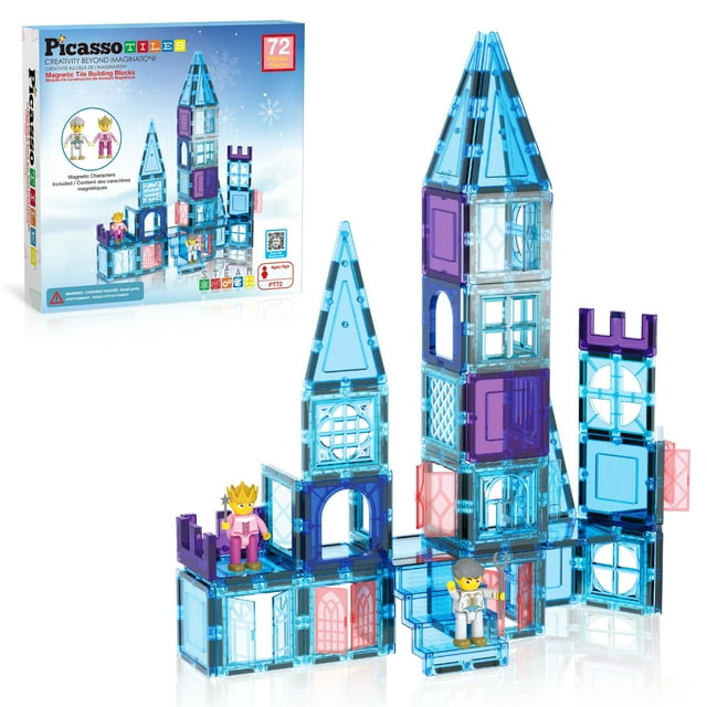 Azulejos magnéticos para construcción Picasso Tiles Castle Winter Ice, 72 unidades