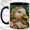 Black, variant on Stained Glass Duck Coffee Mug, Floral Duck Mug, Ceramic 11 oz