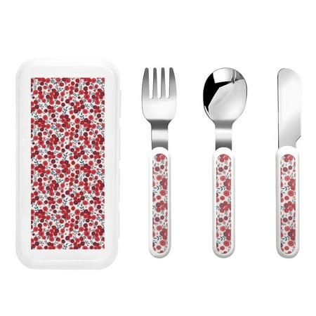 

Lukts Red Hawthorn for Children s Knife Fork and Spoon Three-Piece Set Stainless Steel Children and Toddler Safety Cutlery with Outer Box