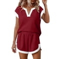 thumbnail image 6 of Axiiglly Womens 2 Piece Outfits Casual Plus Size Sets for Women Summer V Neck Short Sleeve Shirts Workout Shorts, Gifts for Women S-3XL, 6 of 8