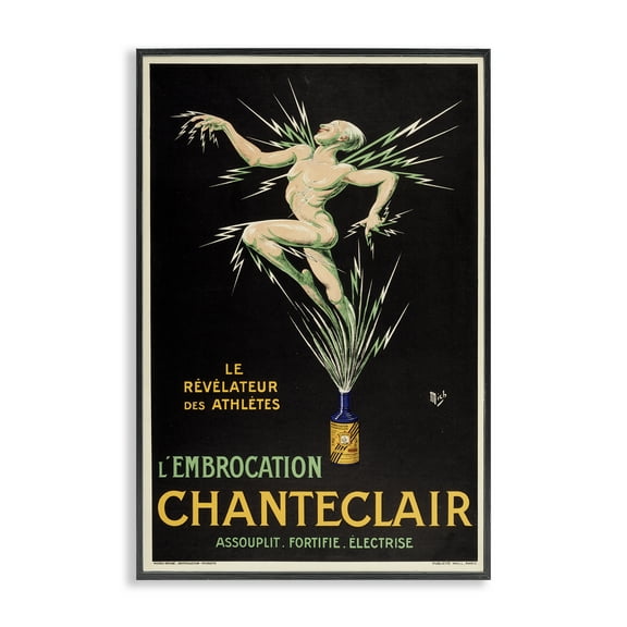 Stupell Industries Vintage Chanteclair Wine Food & Beverage Painting Black Framed Art Print Wall Art, 20 x 30