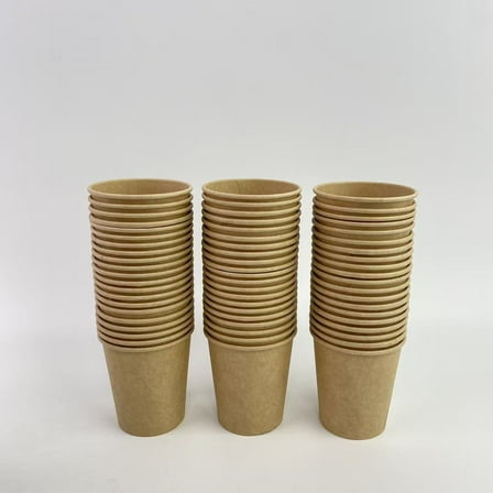 Liushugu Paper cups,8 oz Kraft Paper Cups, Unbleached Disposable Paper Coffee Cups, Thickened Hot/Cold Beverage Drinking Cup for Party, Home, Cafes, Bistros, Businesses (40 pcs,Brown)