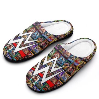 Mens Cozy Slippers WWE Warm Soft Plush Slipper Slip-on House  display picture 1