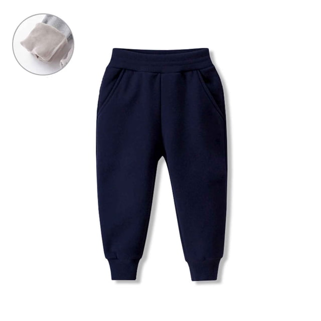 Boys Girls' Casual Solid Color Warm Thickened Long Pants