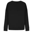 thumbnail image 3 of Wdfiry Crewneck Sweatshirts for Women Long Sleeves Casual Solid Color Round Neck Sweatshirt Pullover Tunic Tops Plus Size Fall Winter Outfits Clothes, 3 of 5