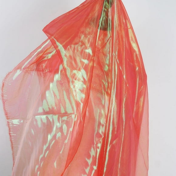 Tela Qidekjjt de organza iridiscente de color naranja y rojo, 302 cm x 150 cm