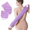thumbnail image 1 of wonima11 3 Pcs Double-Sided Back Exfoliator Body Scrub Towel, Exfoliating Back Scrubber with Handles,Exfoliating Washcloth Bath Tool in Shower, Stretchable Back Washer to Deep Cleans Skin (Purple), 1 of 1