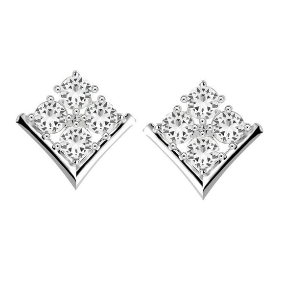 Boucles d'Oreilles en Cristal Swarovski, Clous en Laiton Plaqué Argent pour Femmes