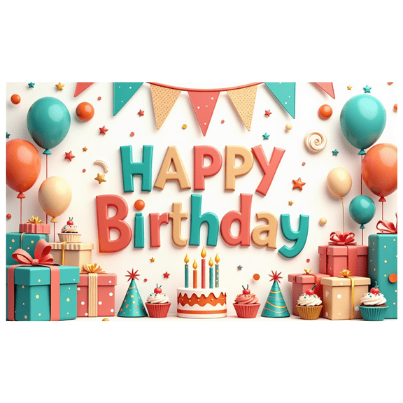 Colorful Theme Happy Birthday Banner Decorative Design Party Backdrop Balloon Decoration for Kids Party Indoor Decoration Event