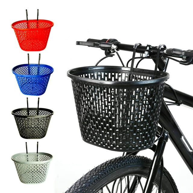Bicycle Basket Strong Large Capacity Hollowed-out Plastic Basket Multifunctional Item Storage Removable Folding Bike Organizer Front Basket Cycling Accessories