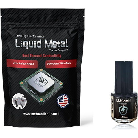 Liquid Metal Thermal Paste(1.5 Gram) 130WmK   Liquid Metal Shield (5ml) Bundle - for PS5, PC, CPU, GPU, Laptop
