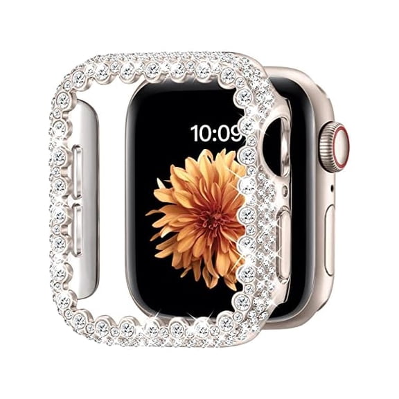 Bling Bumper Case Compatible with Apple Watch Series 6/5/4/SE 3/SE 2/SE 44mm, Diamond Protective Face Cover for Women, Hard PC Frame for iWatch 44mm