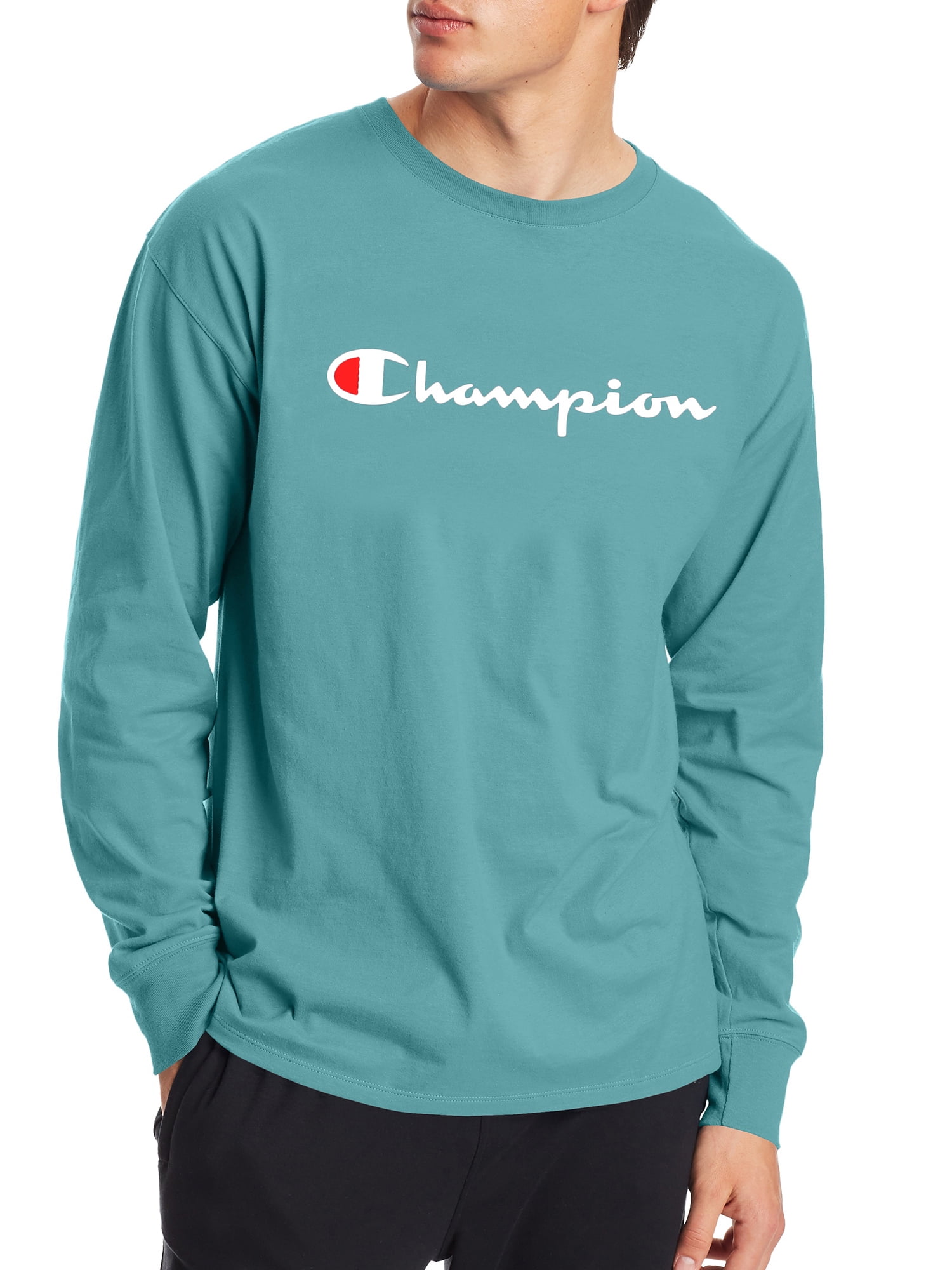 Champion Men's and Big Men's Script Logo Classic Graphic Long Sleeve T-Shirt, Sizes -