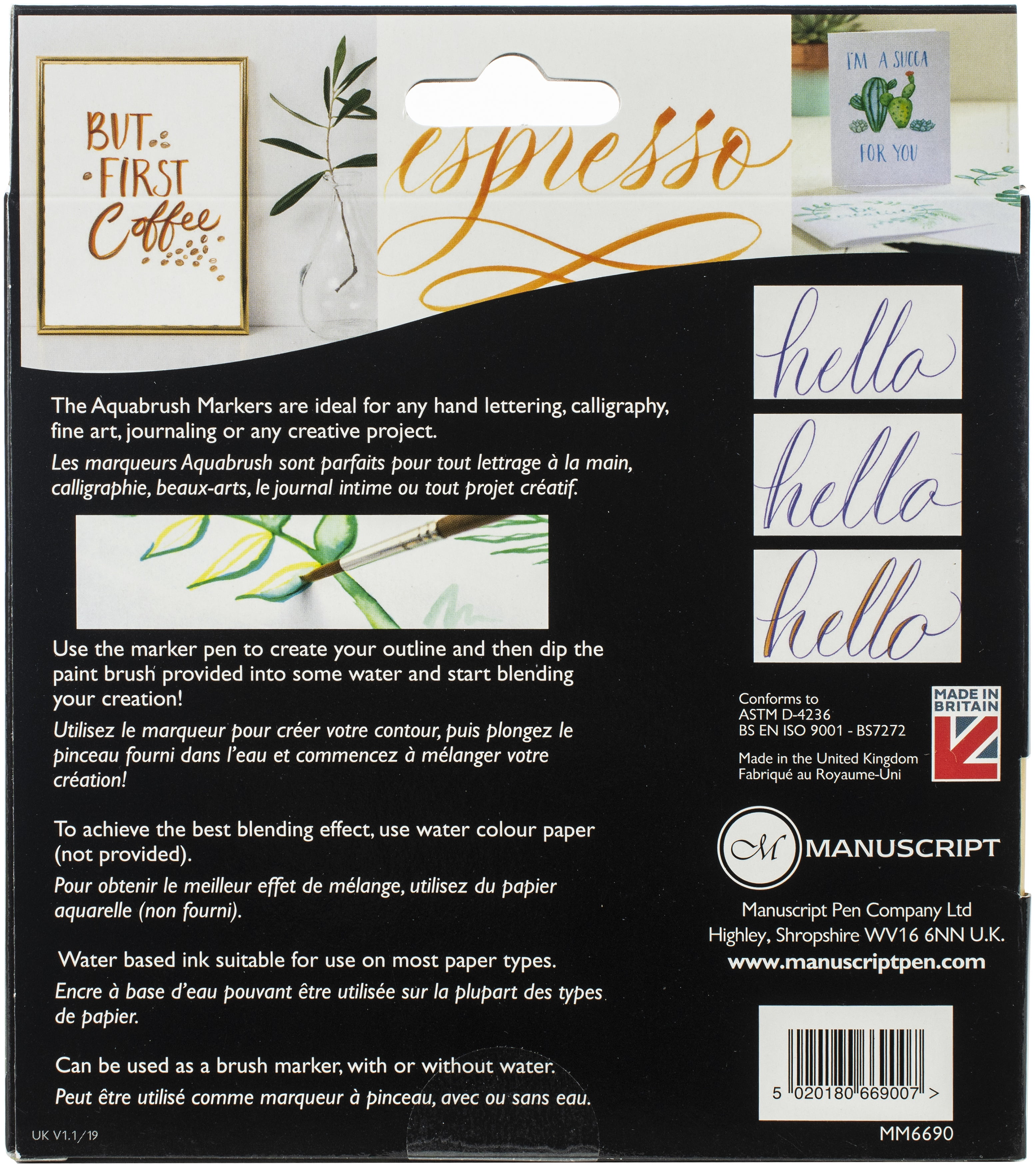 Manuscript CalliCreative Aqua Brush Markers 12/Pkg-Assorted Colors