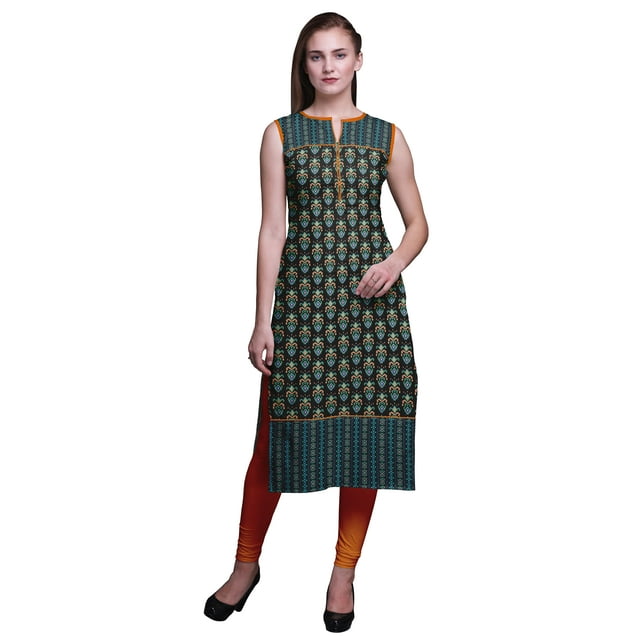 Bimba Kurti Droite Imprimée pour Femmes Sans Manches Tenue d'Été Kurta Tunique Grande