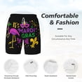 thumbnail image 6 of Picia Mardi Gras with Flamingo pattern Mens Swim Trunks with Compression Liner Stretch Beach Shorts Quick Dry with Zipper Pockets No-Chafing Board Shorts-XX-Large, 6 of 9