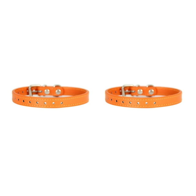 Guardoinrt PU Adjustable - Cute And Practical For Doggy Whelping Needs Safe And Non-toxic Whelping Collar Newborn orange 2PCS