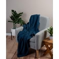 thumbnail image 3 of Sticky Toffee Cotton Throw Blanket for Couch, 60x50 in, Woven Warm and Soft Lightweight Blue Throw, Herringbone Weave Boho Farmhouse, 3 of 6