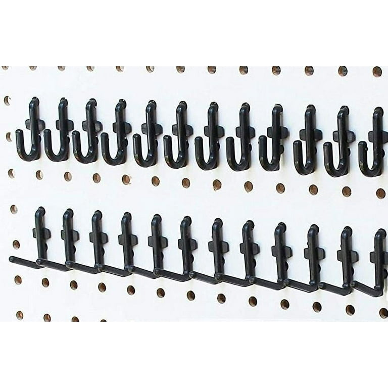 L Style Plastic Black Locking Pegboard Hook Kit - Multi-Pack / Garage storage jewelry tools crafts Plastic Peg board hooks - Black 100 Pack L Style Plastic Black Locking Pegboard Hook Kit - Multi-Pack / Garage storage jewelry tools crafts Plastic Peg board hooks - Black 100 Pack