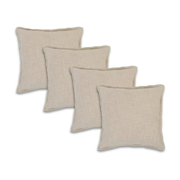 LR Home Ox Bay Birch Solid All-Natural Cotton Square 4 Piece Pillow Cover Set