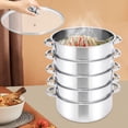 thumbnail image 3 of 5-tier High-quality Material stainless steel steamer Silver Round for Dumplings, Vegetables and Fish, 3 of 20