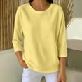 thumbnail image 4 of Naotn 3/4 Sleeve Shirts for Women Summer Casual Solid Color Crew Neck Tops Fall Fashion Loose Holiday Blouses, 4 of 7