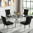 thumbnail image 4 of Round Dining Table for 2-4 People, 36" Modern Glass Kitchen Table,Small Dining Table Coffee Table, Clear Tempered Glass Tabletop with Silver Metal Legs for Home, Conference, Office & Restaurant, 4 of 14