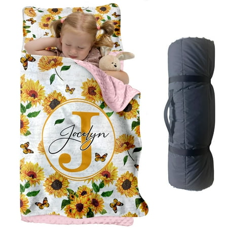 AOLOA Personalized Sunflower-Themed Bean Velvet Nap Mat for Kids – Soft Toddler Sleeping Mat with Custom Name – Ideal for Daycare Preschool and Travel AOLOA Personalized Sunflower-Themed Bean Velvet Nap Mat for Kids – Soft Toddler Sleeping Mat with Custom Name – Ideal for Daycare Preschool and Travel