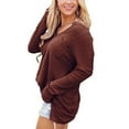 thumbnail image 4 of TIHLMK Blouses Shirts Fashion Women Casual Turndown Collar Long Sleeve Loose T-Shirt Autumn Blouse Pullover Tops Wine, 4 of 9