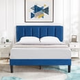 thumbnail image 1 of VECELO Twin/Full/Queen Upholstered Bed Frame with Adjustable Headboard, No Box Spring Needed/Easy Assembly, Dark Blue, 1 of 8