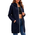 thumbnail image 5 of Solid Color Vintage Hoodies Longline Relaxed Full Zip Fall Tops Long Sleeve Fashion Clothes Adjustable Drawstring Hood Large Front Patch Pockets Sweatshirts Navy,XXXL, 5 of 6