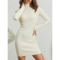 thumbnail image 5 of Liacowi Women Dress, Long Sleeve High Neck Solid Color Casual Party Club Street Spring Short / Long Dress, 5 of 9