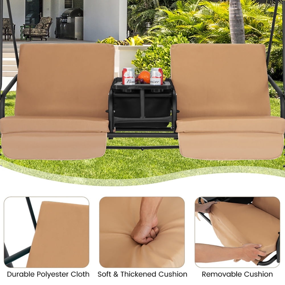 Aimee Lii Porch Swing Chair with Adjustable Canopy, Swing Chair Outdoor, Beige Aimee Lii Porch Swing Chair with Adjustable Canopy, Swing Chair Outdoor, Beige