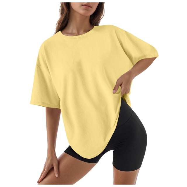 2025 T-Shirt à Manches Longues Ajusté Col Rond pour Femmes Hauts Basiques Manches Courtes Longues T-Shirt d'Été en Coton Tee à Manches Longues pour Femmes T-Shirt Classique en Coton Manches Longues pour Femmes