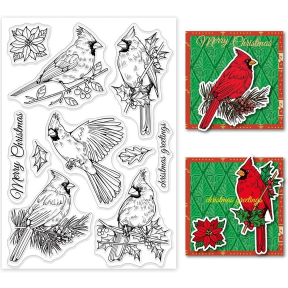 Cardinal Silicone Clear Stamp Transparent Stamp for Scrapbook Journal Card Making 4.3 x 6.3 Inch