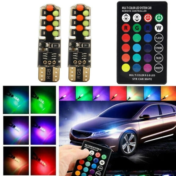 Blarkrus A Set Of Car Led Colorful T10 Rgb Cob Width Indicator Lights Colorful Flashing Lights Multiple Modes Car Driving Remote Control Lights